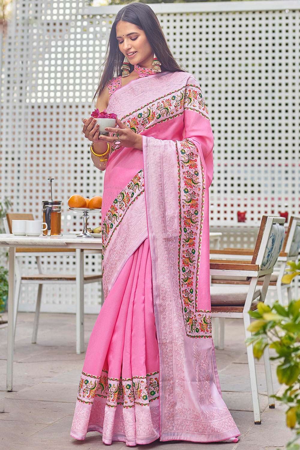 Banarasi Lot de 2 saris indiens en soie tissée pour femme Sari de mariage avec chemisier non cousu